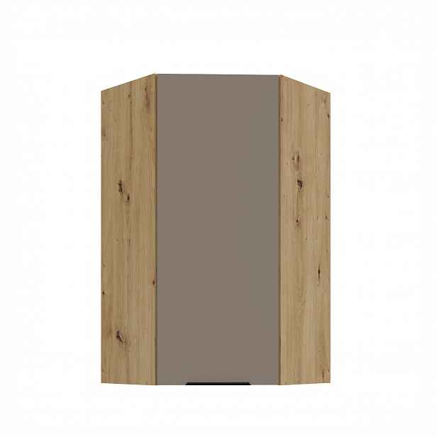 Horní rohová skříňka Aria 60x60 GN-108 1F (45°) Barva korpusu: Dub artisan, Barva dvířek: TA - Sandgrau AFM