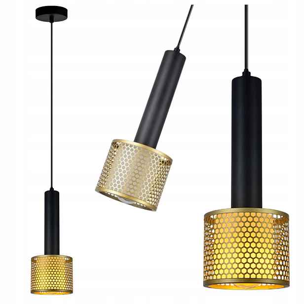 Závěsná Lampa Amo Zlato-černá 1XE27 Elegantní Light Prestige 150 CM