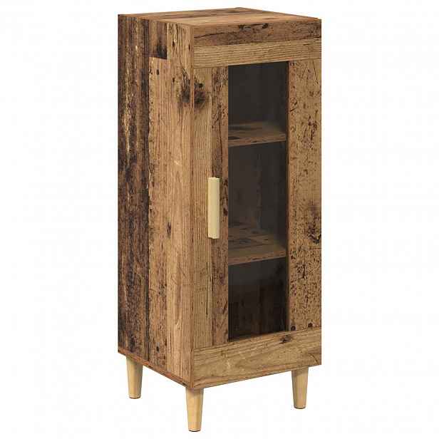 vidaXL Servírovací skříň Staré dřevo 34,5 x 32,5 x 90 cm