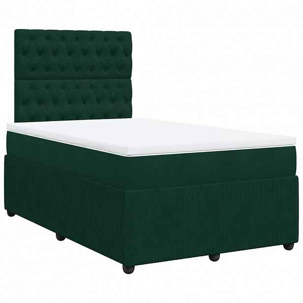 vidaXL Box spring postel s matrací tmavě zelená 120x190 cm samet