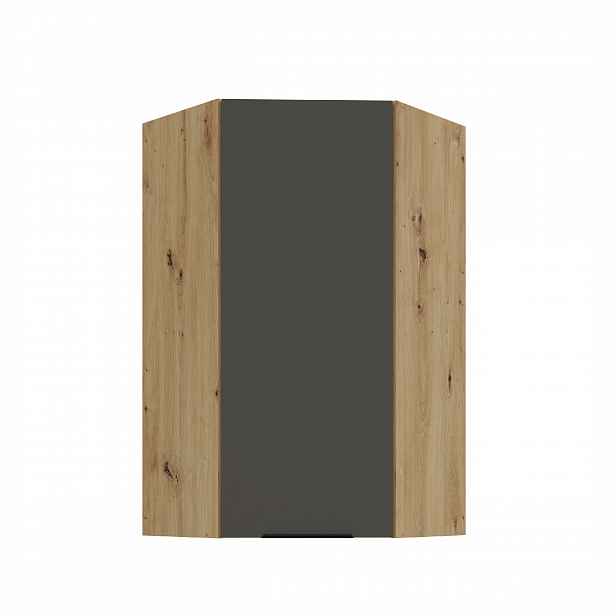 Horní rohová skříňka Aria 60x60 GN-108 1F (45°) Barva korpusu: Dub artisan, Barva dvířek: GR - Graphite AFM