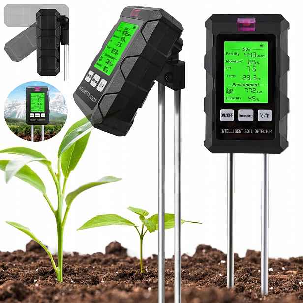 Kyseloměr Půdy Tester 6V1 S LCD Displejem, Úrodnost, Trvalá Vlhkost