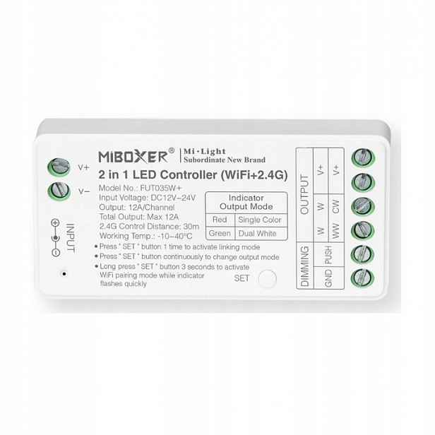 Ovladač FUT035W+ fut036W Milight Led Pásek Cct Mono Zónový push