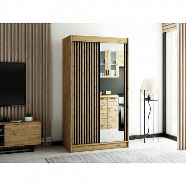 Praktická šatní skříň LENOX 2 120 - dub artisan / černá