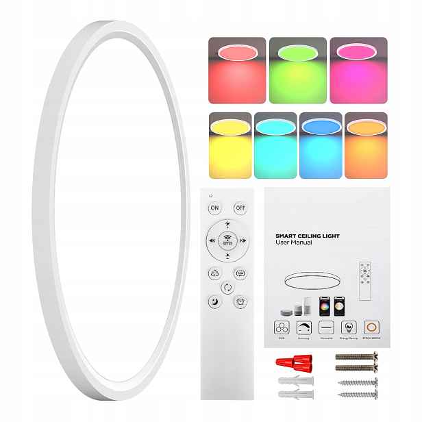 Stropní Svítidlo Smart WiFi 30W kulatý Rgb, hlasové ovládání Alexa Google, dálkový ovladač