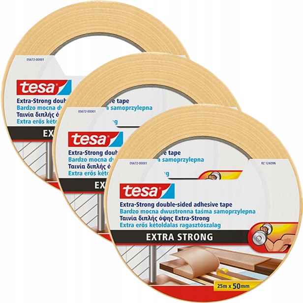 Tesa Oboustranná protiskluzová páska pod koberec pro koberce 25 m x 50 mm x3