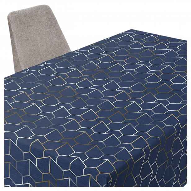 Ubrus odolný proti skvrnám Geometrický Tmavě modrý Minos 140 x 140 cm