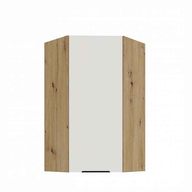 Horní rohová skříňka Aria 60x60 GN-108 1F (45°) Barva korpusu: Dub artisan, Barva dvířek: WH - Crystal white AFM