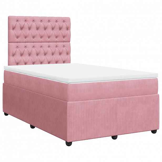 vidaXL Box spring postel s matrací růžová 120x190 cm samet