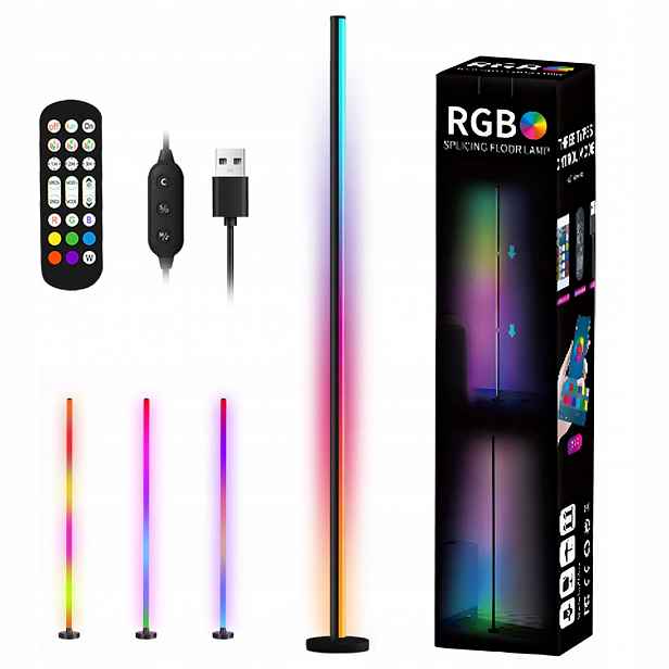Barevná Rgb Stojací Lampa Stmívatelná, 3-SEGMENTOVÁ, 120CM