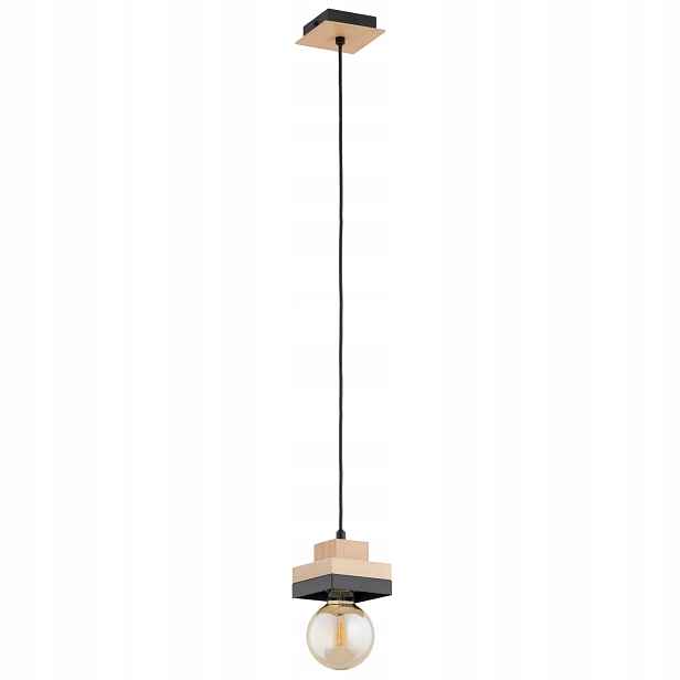 Alfa Miko závěsná lampa černá dřevo 1xE27 15W