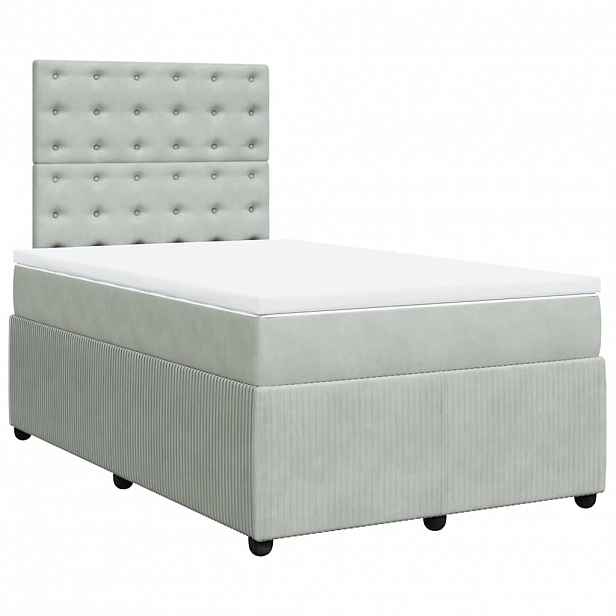 vidaXL Box spring postel s matrací světle šedá 120x190 cm samet