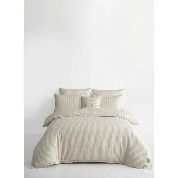 Bílé povlečení na jednolůžko z bavlny Renforcé 140x200 cm Waffle Striped – Mila Home Luxury