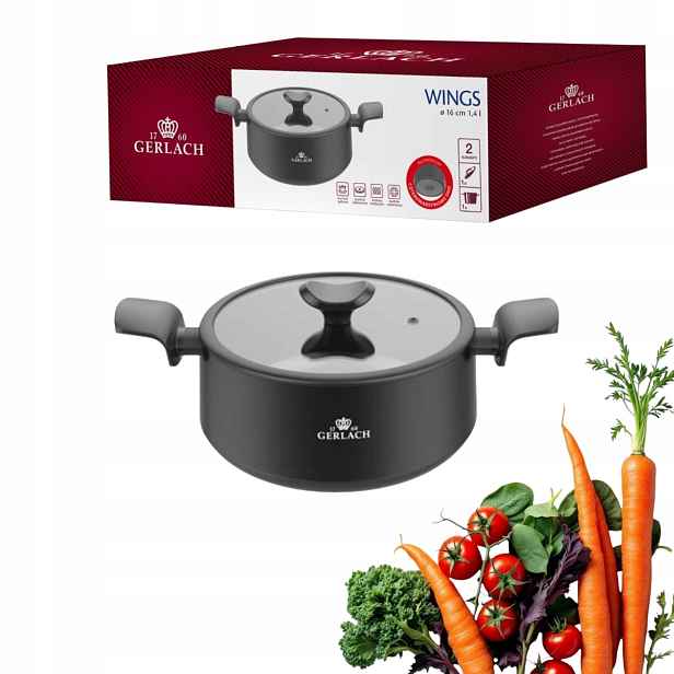 Gerlach Hrnec Wings 16 cm 1,4 l s poklicí, keramický povrch, indukce