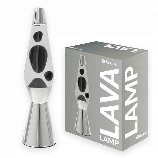 Lávová lampa magma Lava Lawa lampička 0392 Stříbrná Černá 41 cm magmatická Fisur