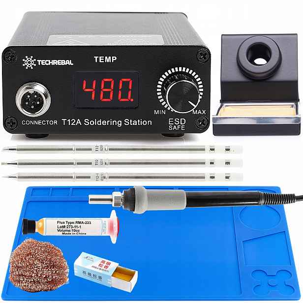 Pájecí Stanice Techrebal T12 75W Velká Sada Příslušenství Páječka Pro Smd