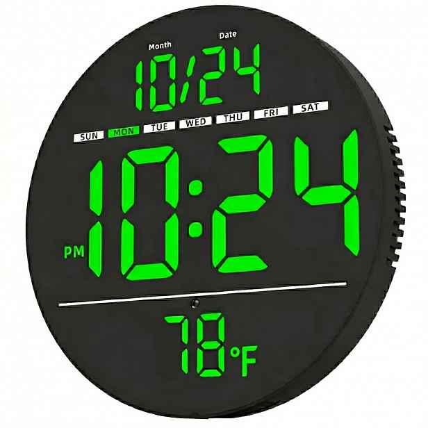 TEMU Velký LED digitální budík do ložnice - 8palcové extra velké číslice s automatickým stmíváním, zobrazením teploty, dne, 12/24H a DST pro seniory,