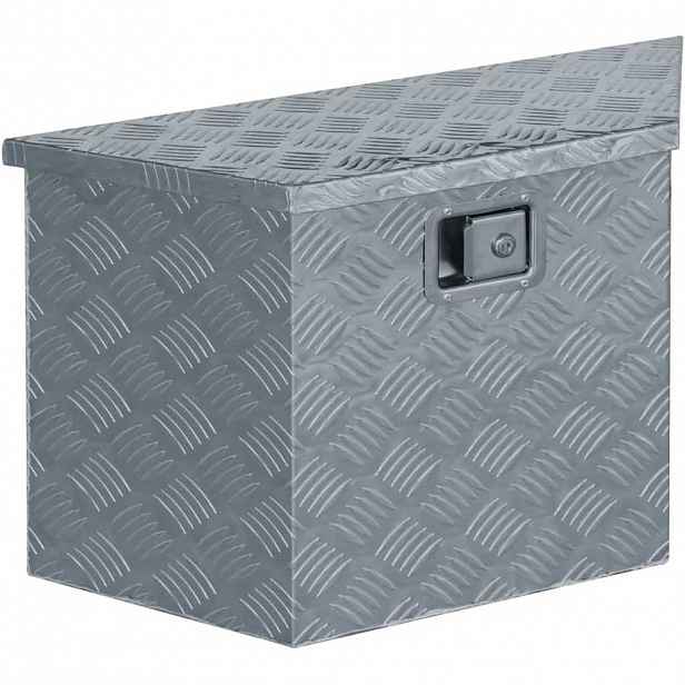 vidaXL Hliníkový box 70 x 24 x 42 cm lichoběžníkový stříbrný