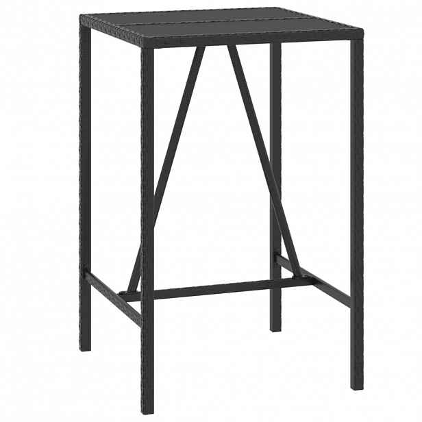 vidaXL Zahradní stůl se skleněnou deskou černý 70x70x110 cm polyratan
