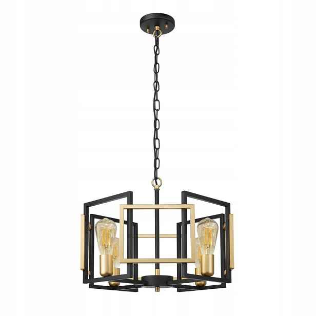 Závěsná stropní lampa Primero 4x E27 40W 50 cm Černá Matná Italux