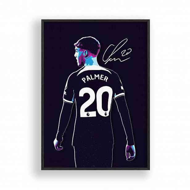Obraz Cole Palmer Chelsea Plakát Rámeček Dřevěný Černý 30x42 cm