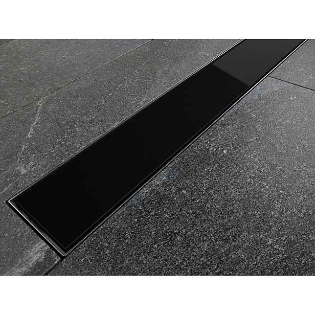 BESCO Olsen Spa  VIRGO ZLOL70VBL - Odtokový žlab 70 cm skleněný černý rošt VIRGO BLACK