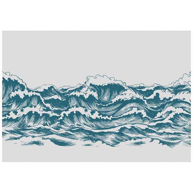 Fototapeta flizelina Mořské vlny Modrozelený minimalismus 520x318 lepidlo
