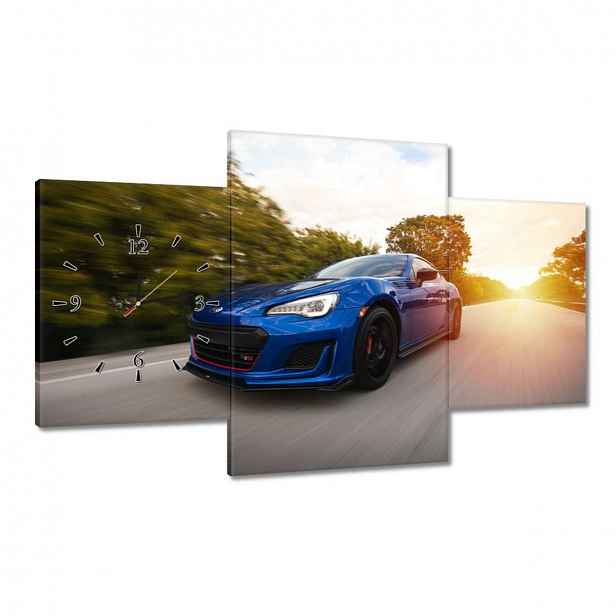 Hodiny 100x60 Automobilový průmysl Modré Auto