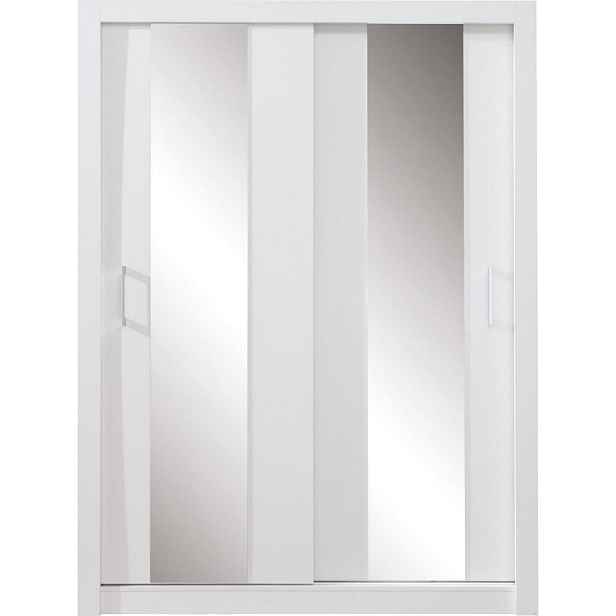 MASSENO ŠATNÍ SKŘÍŇ S POSUVNÝMI DVEŘMI MIRA, 160/215/60 cm 2dveřová se zrcadlem, bílá
