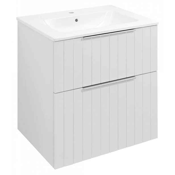 Sapho Cirasa - Umyvadlová skříňka Strip 59x64x46 cm, 2x zásuvka, matná bílá CR601-3131S