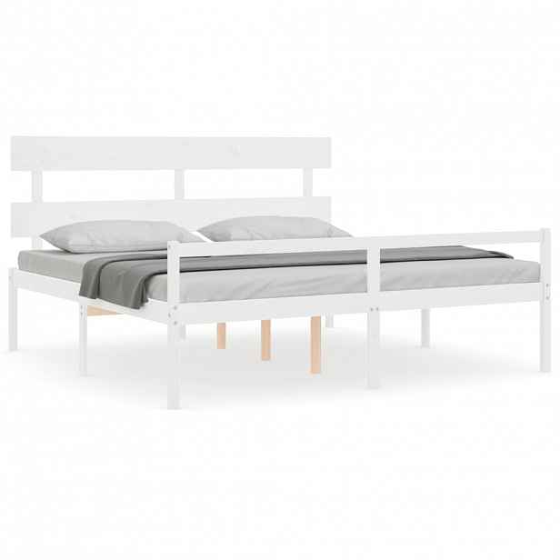 vidaXL Postel s čelem pro seniory bílý 200x200 cm masivní dřevo