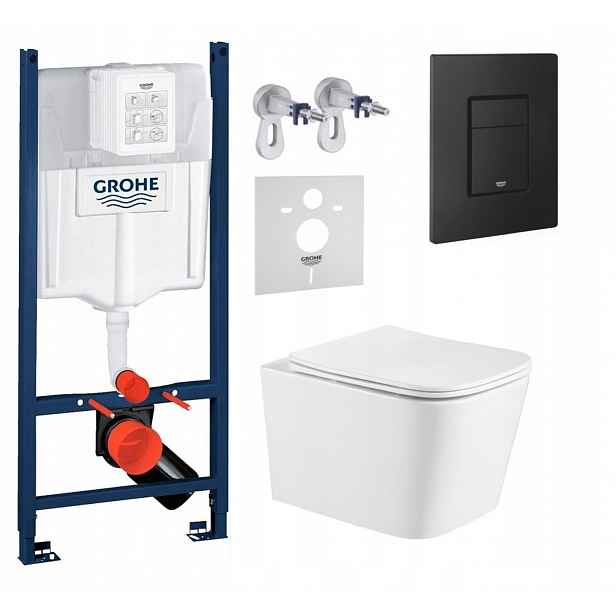 Wc sada Grohe s mísou Imprese Alba a tlačítkem černý mat Fresh