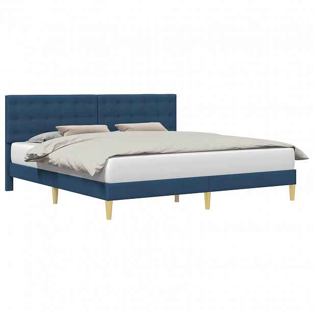 vidaXL Rám postele s čelo Modrá 200 x 200 cm Textil