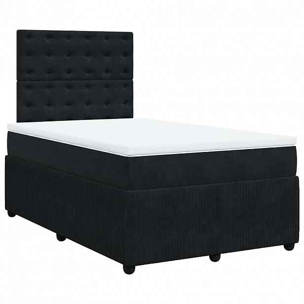 vidaXL Box spring postel s matrací černá 120 x 190 cm samet