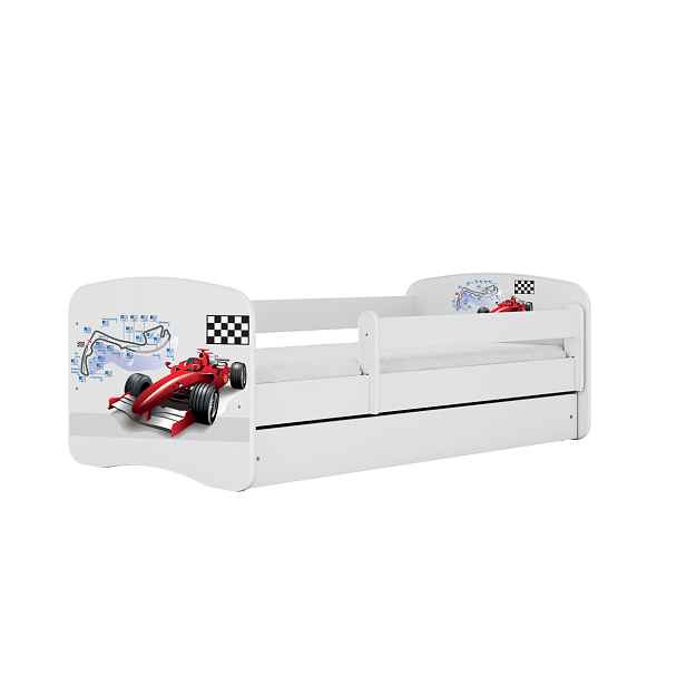 Kocot kids Dětská postel Babydreams formule jedna bílá, varianta 70x140, se šuplíky, bez matrace