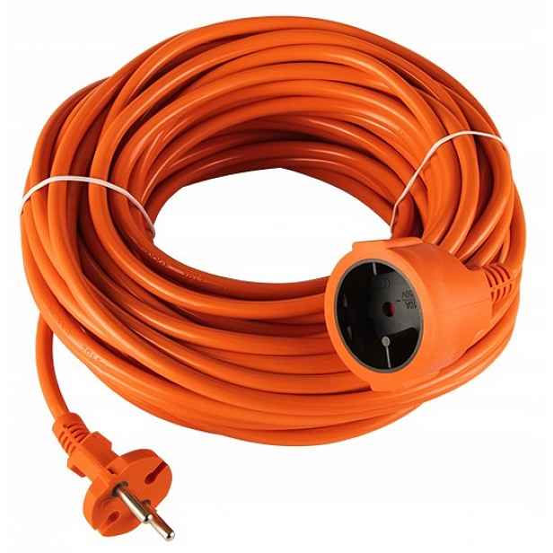 Prodlužovací Kabel pro sekačku na trávu 1 zásuvka bez uzemnění 20 m oranžový
