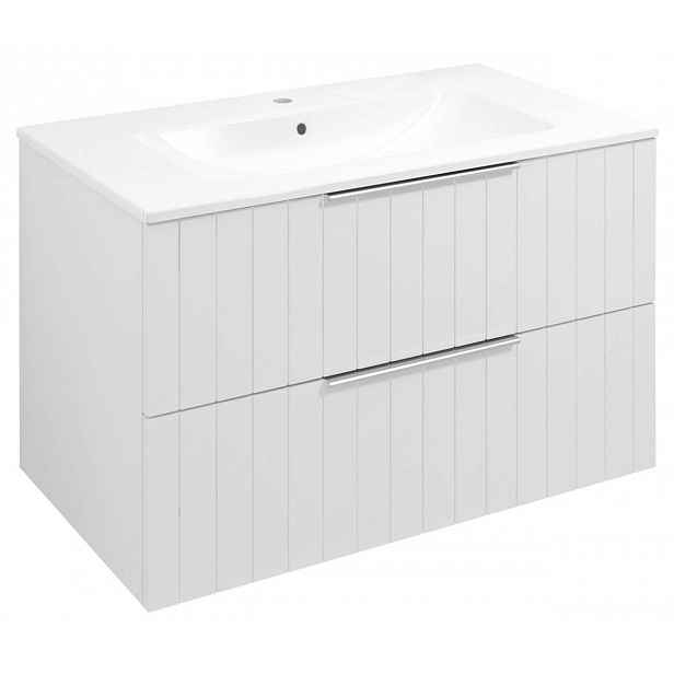 Sapho Cirasa - Umyvadlová skříňka Strip 80x52x46 cm, 2x zásuvka, matná bílá CR801-3131S