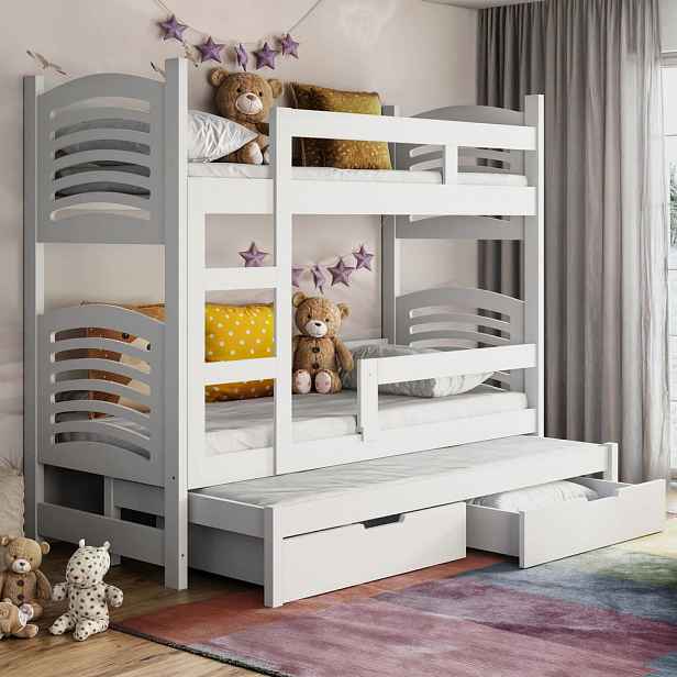 Selsey PATROVÁ postel pro 3 osoby s matracemi Cami, 75x180 cm
