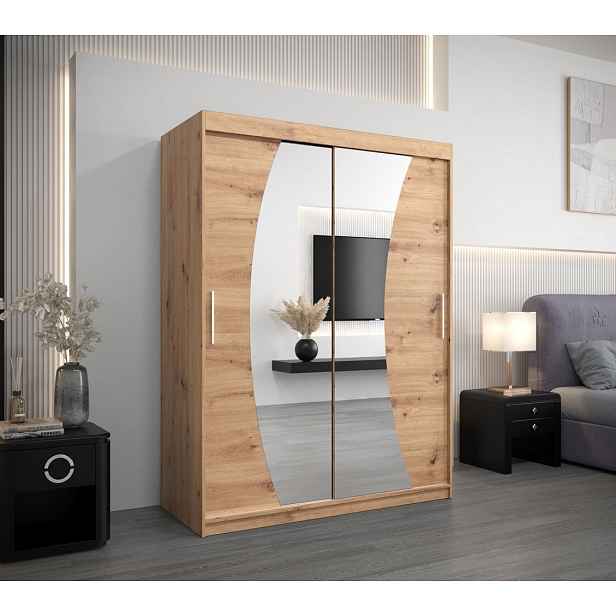Skříň s posuvnými dveřmi ANABELA - 150 cm, dub artisan