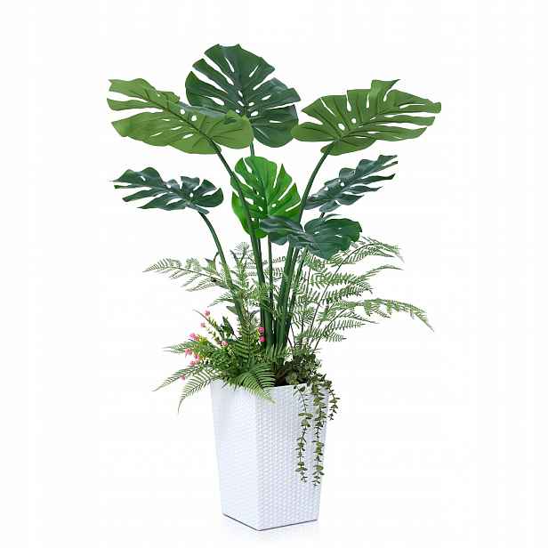 Umělá Rostlina VeriNatural Monstera v bílém květináči 120 cm Ozdobná