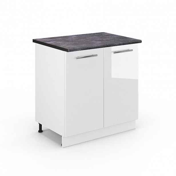 Vicco SPODNÍ SKŘÍŇKA KUCHYŇSKÉ LINKY Fame-Line, Bílá vysoký lesk/Bílá, 80 cm pracovná doska antracitová