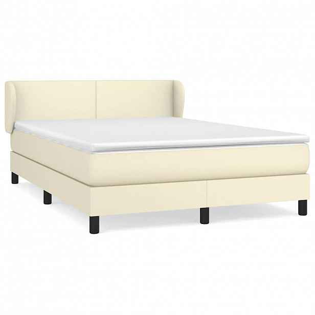 vidaXL Box spring postel s matrací krémová 140x200 cm umělá kůže
