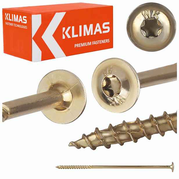 Tesařské vruty Torx 10x280 mm 25 ks talířové na dřevo Klimas Wkcp