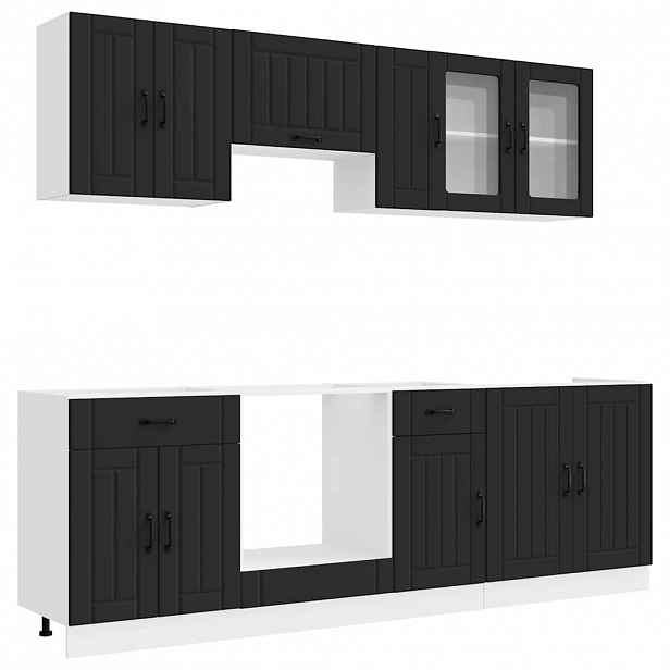 vidaXL 8dílná sada kuchyňských skříněk "Kalmar" černý kompozit