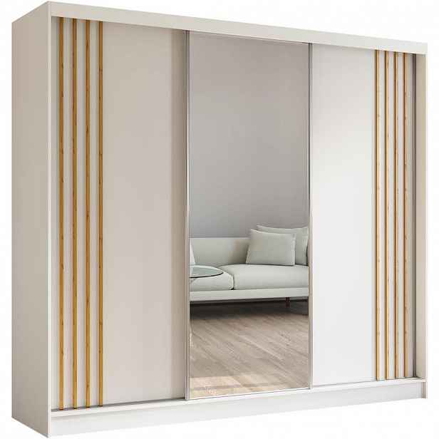 Beautysofa SKŘÍŇ s posuvnými dveřmi Nela 240/216/61 bílá se zásuvkami