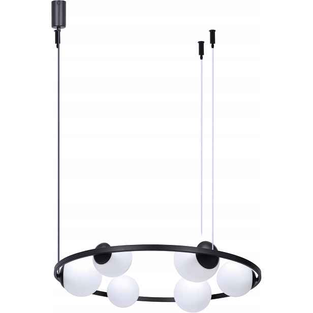 Horizontální závěsná lampa černé bílé skleněné koule 6 bodů, kulatá, 78 cm Zuma Line