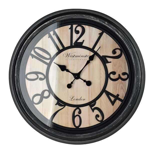 Mondex Nástěnné hodiny RAMSEY London 50x5,5 cm černé/hnědé