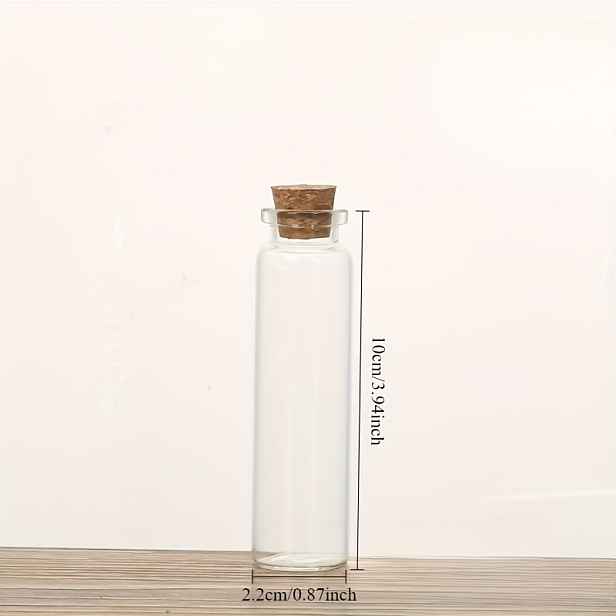TEMU Sada ks 2,2 cm průměru 5 ml/7 ml/10 ml/14 ml/18 ml/20 ml/25 ml/30 ml transparentních skleněných zkumavek s dřevěným zátkou, malé mini skleněné
