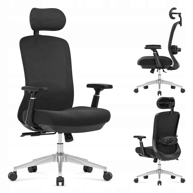 Kancelářská otočná židle Mark Adler černá, masážní, ergonomická, nastavitelná