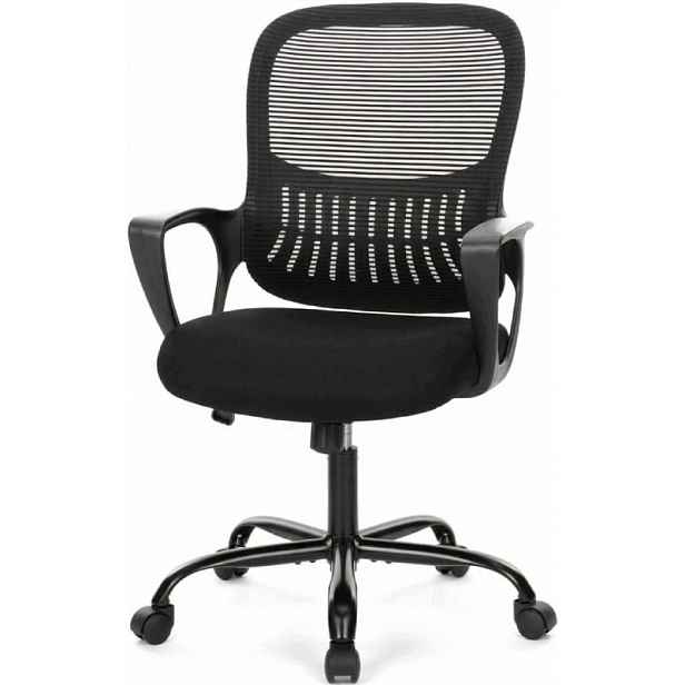 Kancelářská otočná židle mesh C-7318-BK, s bederní opěrkou, černá